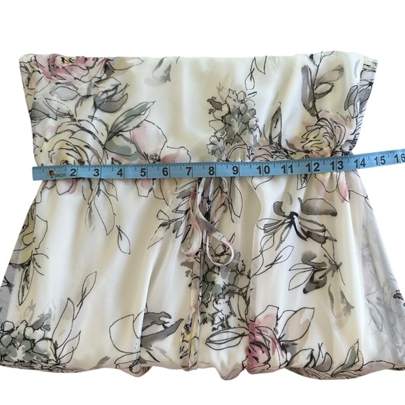 White House Black Market size Small White Floral Blouson Dress Wedding Party - Picture 8 of 10